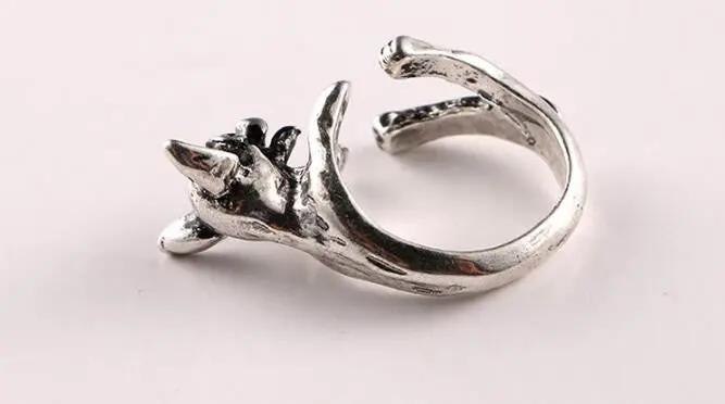 Vintage Chihuahua Dog Ring Cute Animal Anel Retro Alloy Bulldog Adjustable Ings Anillos Mujer 'S Bijoux Dwjz343 3