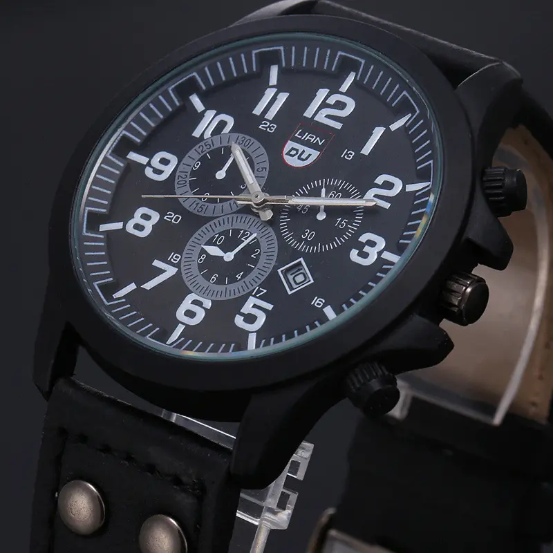 Vintage Classic Mens Watch Waterproof Date Leather Strap Sport Quartz Army Watch Luxury Men Boy Sport Casual Clocks 1