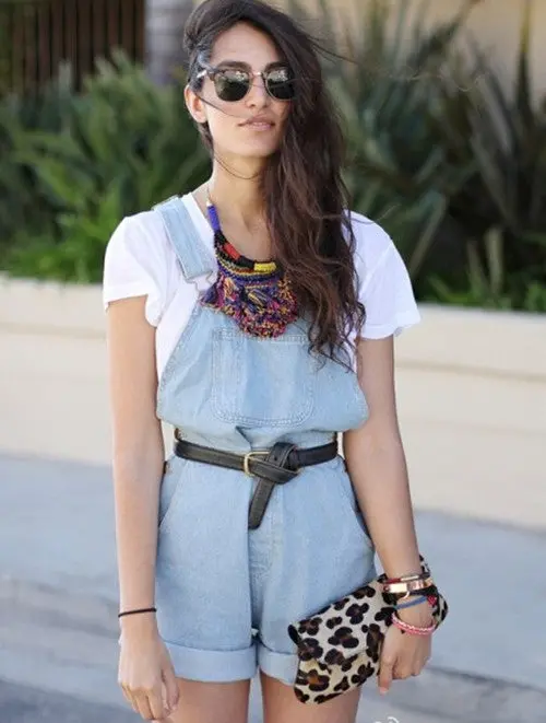 Vintage Classical Washed High Waist Denim Short Rompers Jumpsuit Overalls Girl's Playsuits Jeans Short Rompers 4