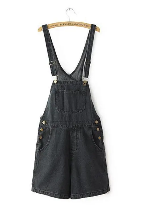 Vintage Classical Washed High Waist Denim Short Rompers Jumpsuit Overalls Girl's Playsuits Jeans Short Rompers 6