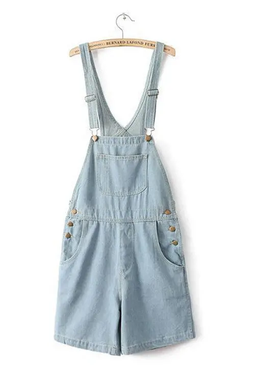 Vintage Classical Washed High Waist Denim Short Rompers Jumpsuit Overalls Girl's Playsuits Jeans Short Rompers 7