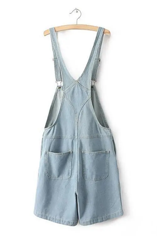 Vintage Classical Washed High Waist Denim Short Rompers Jumpsuit Overalls Girl's Playsuits Jeans Short Rompers 8