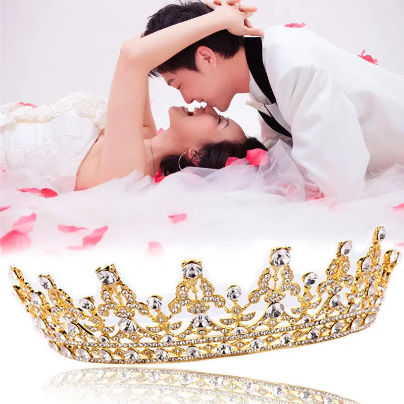 Vintage Crystal Gold Crown Bridal Headwear Wedding Tiara Hair Accessories Hair Jewelry For Bride 1