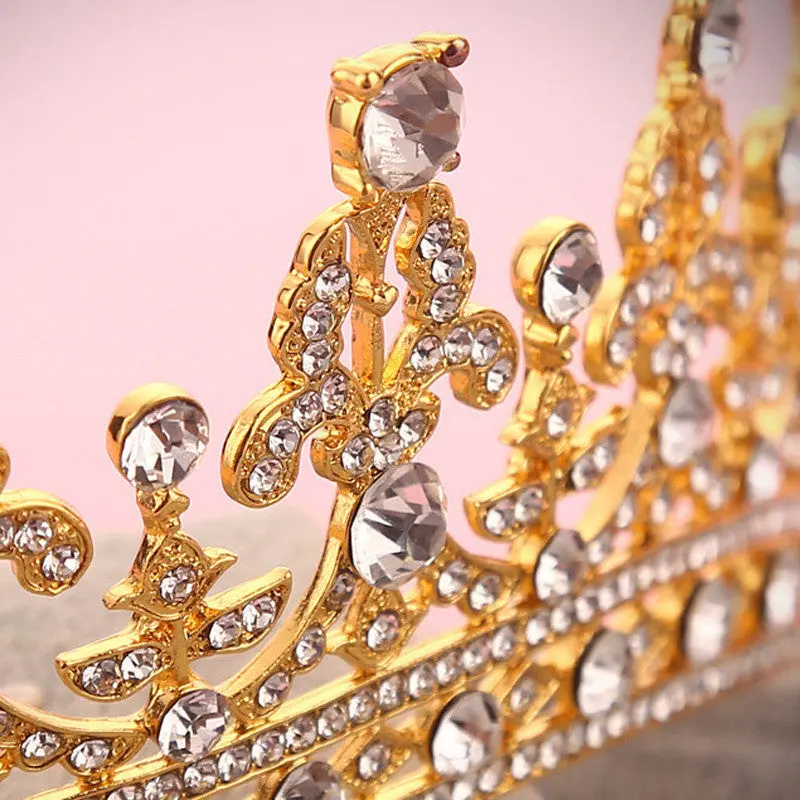Vintage Crystal Gold Crown Bridal Headwear Wedding Tiara Hair Accessories Hair Jewelry For Bride 2