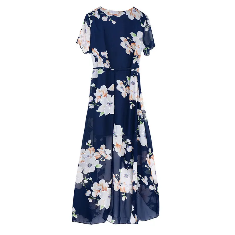 Vintage Dress Dresses Women Casual Loose Boho Dresses Vestidos Plus Size Women Sexy Printed Chiffon Split Robe 4