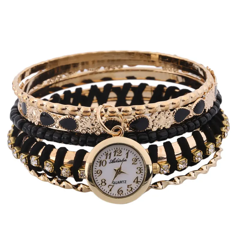 Vintage Elegant Retrolady Unique Five Layers Bracelet Wristband Wrist Watch Special Design 1
