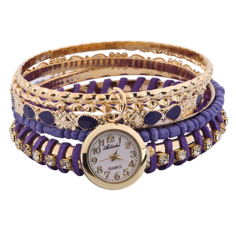 Vintage Elegant Retrolady Unique Five Layers Bracelet Wristband Wrist Watch Special Design 2