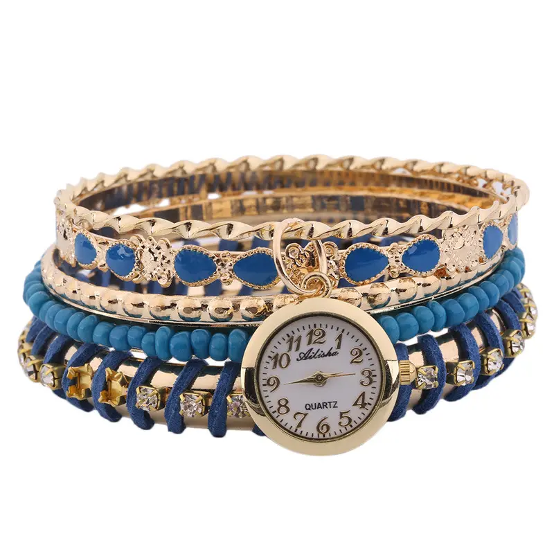 Vintage Elegant Retrolady Unique Five Layers Bracelet Wristband Wrist Watch Special Design 3