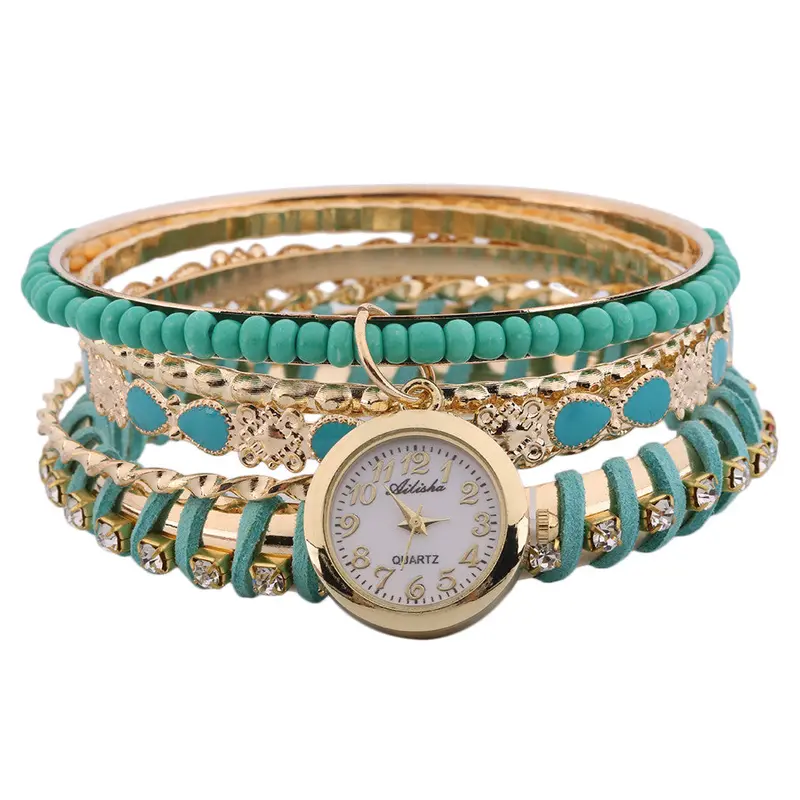 Vintage Elegant Retrolady Unique Five Layers Bracelet Wristband Wrist Watch Special Design 4