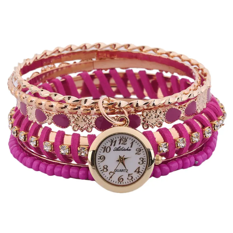Vintage Elegant Retrolady Unique Five Layers Bracelet Wristband Wrist Watch Special Design 5