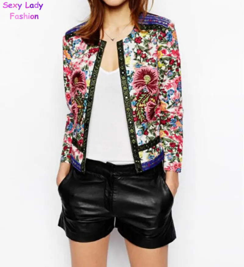 Vintage Ethnic O Neck Embroidery Contrast Floral Print Paisley Jacket Women's Long Sleeve Cardigan Coats Suits 3