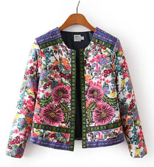Vintage Ethnic O Neck Embroidery Contrast Floral Print Paisley Jacket Women's Long Sleeve Cardigan Coats Suits 4