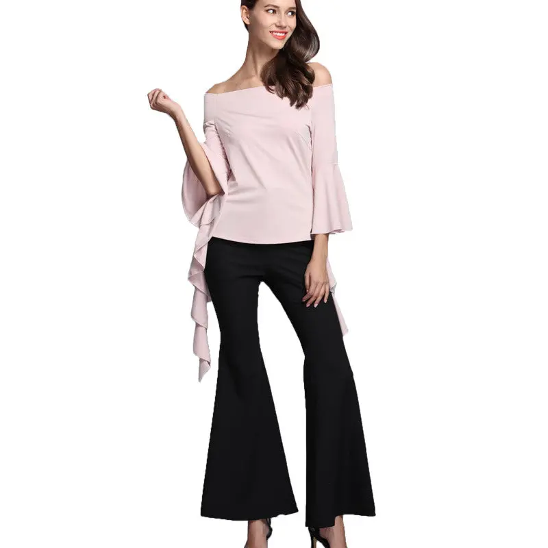 Vintage Flare Pants Women Pantalon Femme Black High Waist Trousers Women Office Lady Bell Bottom Pants 2