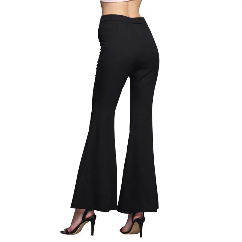 Vintage Flare Pants Women Pantalon Femme Black High Waist Trousers Women Office Lady Bell Bottom Pants 4