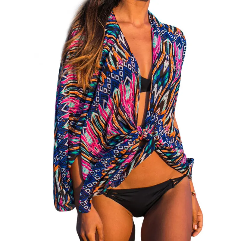 Vintage Floral Print Shirt Fashion Chiffon Blouses Tops Loose Blusas Women Chiffon Beach Dress 1