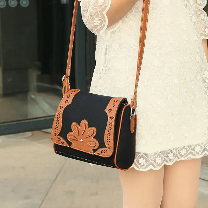 Vintage Floral Print Women Bag Pu Women Messenger Bags Women Leather Handbag Small Shoulder Crossbody Bag Bolsa Feminina 1