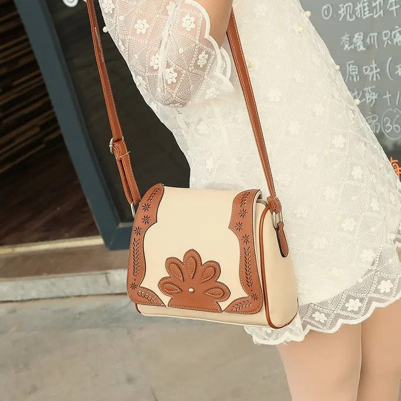 Vintage Floral Print Women Bag Pu Women Messenger Bags Women Leather Handbag Small Shoulder Crossbody Bag Bolsa Feminina 2