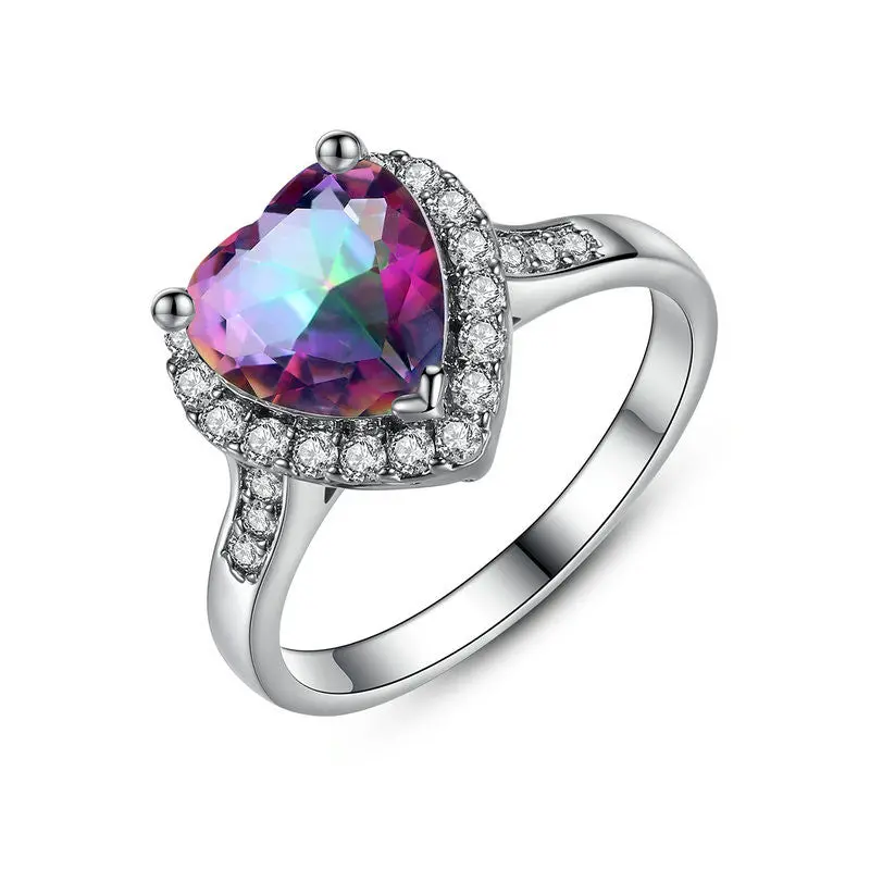 Vintage Heart Shaped Purple Finger Ring Size 7 8 For Anillos R186 1