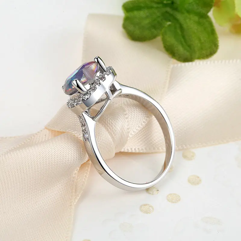 Vintage Heart Shaped Purple Finger Ring Size 7 8 For Anillos R186 2