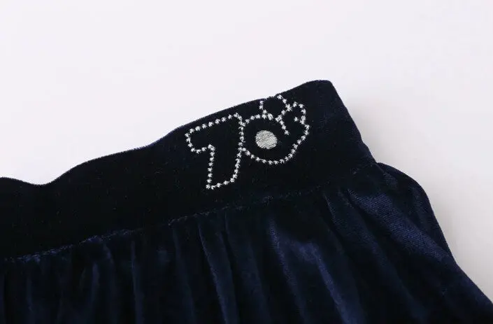 Vintage Hepburn Velvet High Waist Midi Pleated Skirt Woman A Line Skater Long Swing Skirts 6