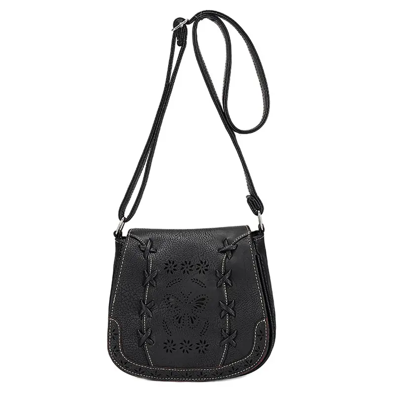 Vintage Hollow Out Women Leather Shoulder Handbags Female Small Messenger Bags Lady Shoulder Crossbody Bags Bolsa Feminina1stl 1