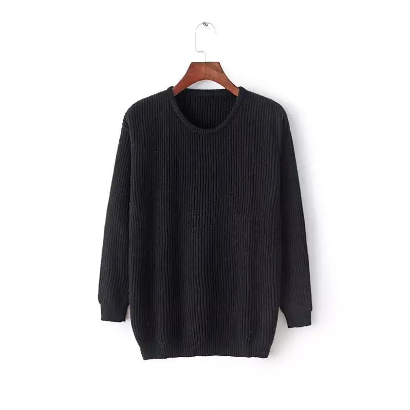 Vintage Knitted Loose Sweater Casual O Neck Sweater Pullovers Fall Knitwear Sweater Solid Pullover Womens Jumpers 1