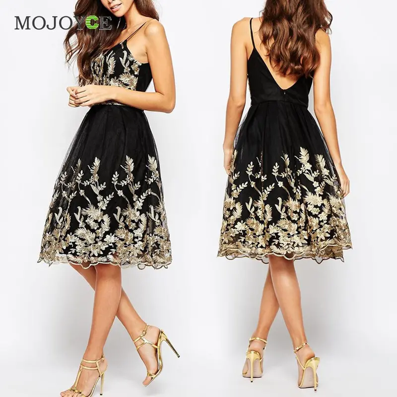 Vintage Lace Lady Women Dress Sleeveless Vestidos Formal Mini Party Dress Black Printing Dress M, L, Xl Vestido De Festa 2