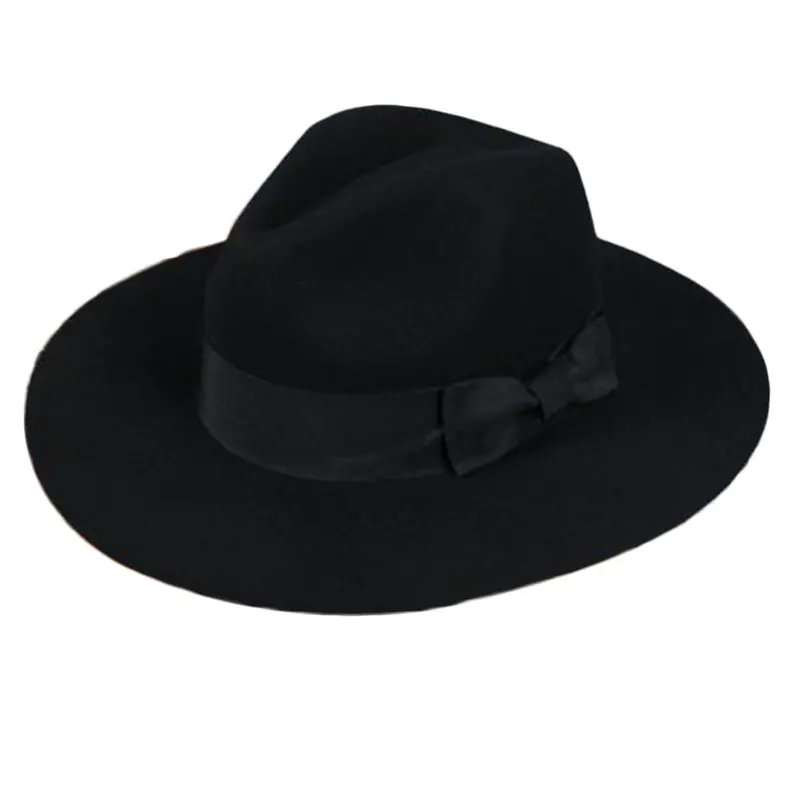 Vintage Ladywool Bowler Cloche Hat Side Bow Wide Brim Soft Bucket 1