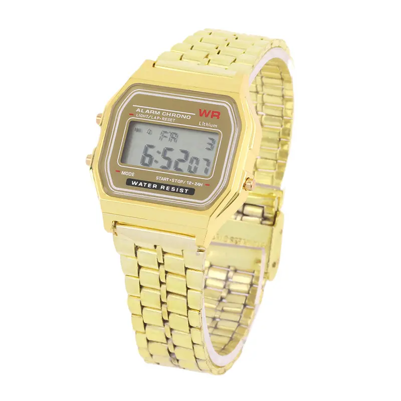 Vintage Led Digital Waterproof Quartz Wrist Watch Dress Golden Wrist Watch 1
