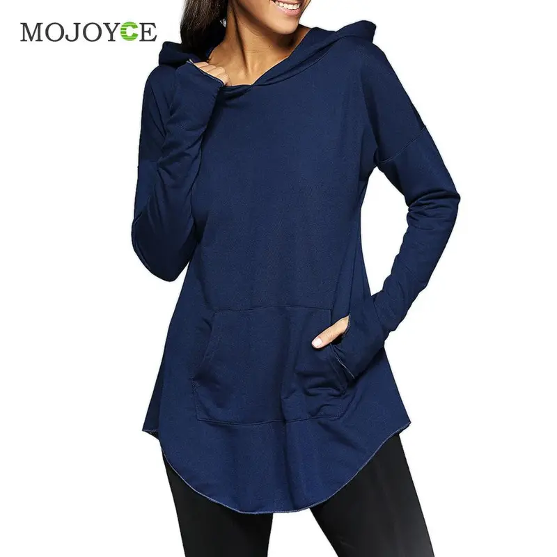Vintage Long Sleeve Pocket Hoodie Navy Hoodies Women Tunic Casual Women Hoodies Sweatshirts Outerwear Sweatshirt Women 1
