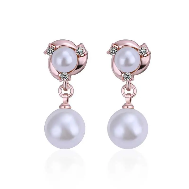 Vintage Love 18K Gold Plated Earing Double Beads Drop Earrings Pendientes To Us Bear Wedding Decoration 131 1