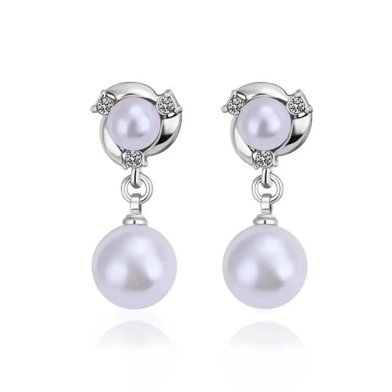 Vintage Love 18K Gold Plated Earing Double Beads Drop Earrings Pendientes To Us Bear Wedding Decoration 131 2