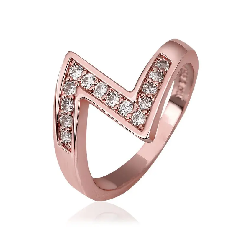 Vintage Love 18K Gold Plated Engagement Ring Z Shape Rose Color Anillos Joyas268 3
