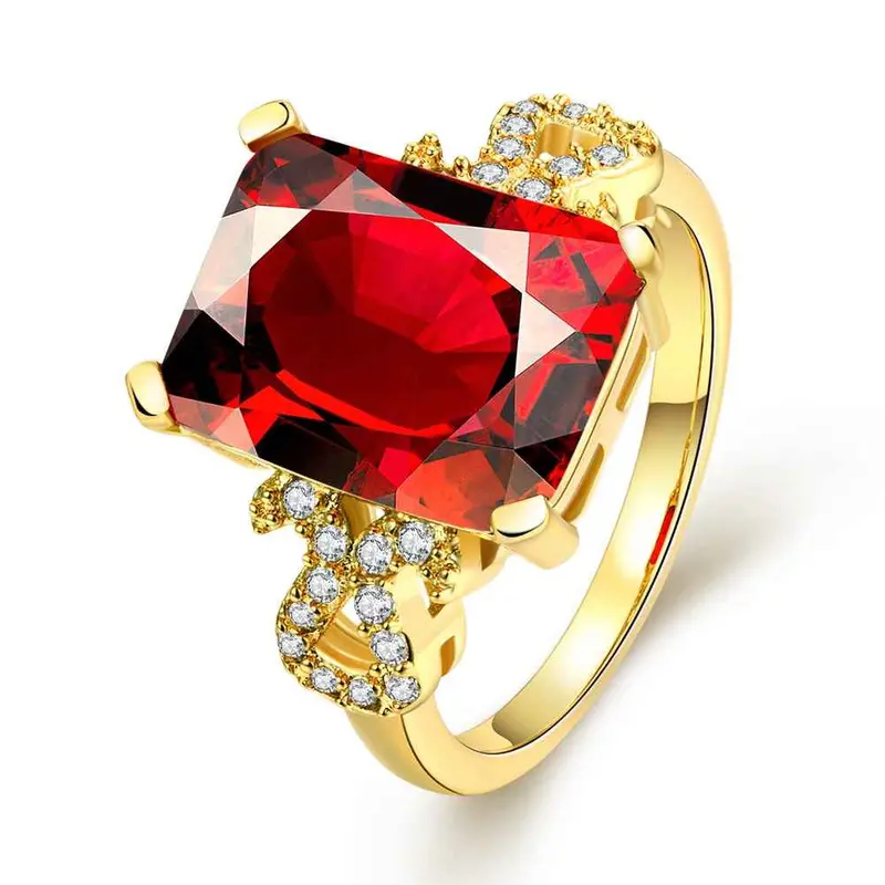 Vintage Love 18K Real Gold Plated Rings Inlaid Rectangular Stone Anel De Ouro Fine Jewelry172 1