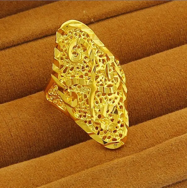 Vintage Love 18K Real Gold Plated Wedding Rings Hollow Pattern Ring Men Margarida Yhdr 6 3