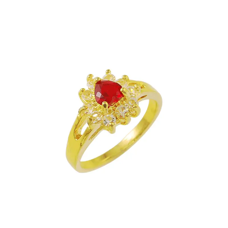 Vintage Love 24K Gold Plated Rings For Men Red Crastal Anillos Bear Bone32 1