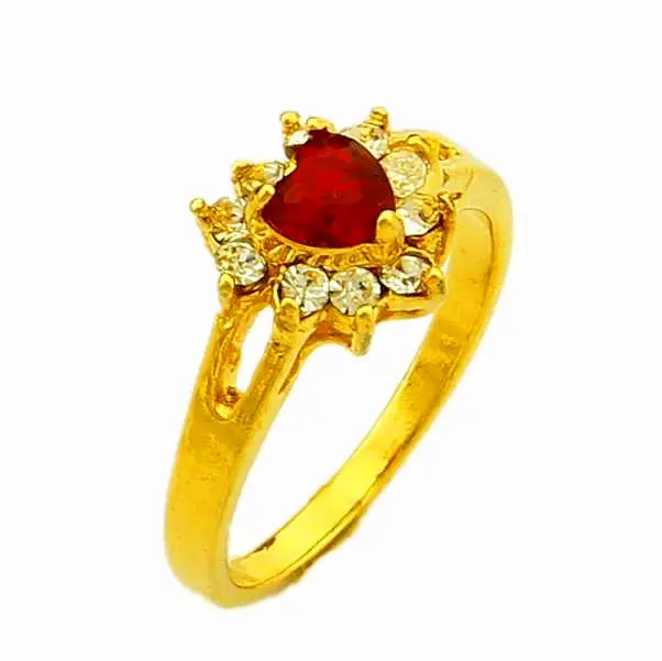 Vintage Love 24K Gold Plated Rings For Men Red Crastal Anillos Bear Bone32 5