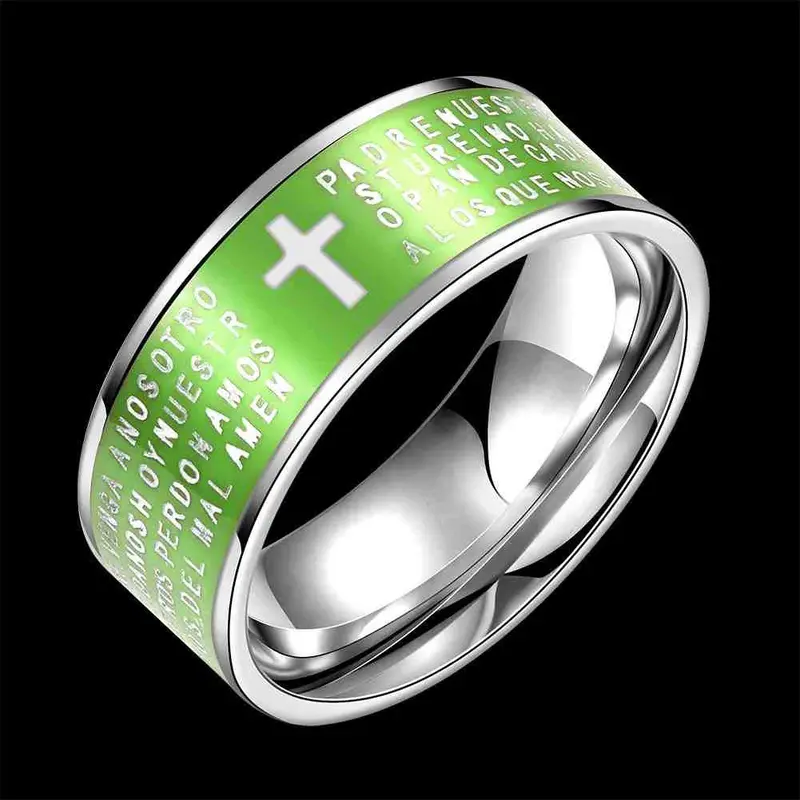 Vintage Love Men's Titanium Steel Wedding Ring Printing Cross Bague Horloge Tsgr 91 6