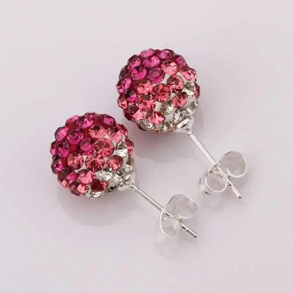 Vintage Love Shamballa Earring Pink Flower Crystal Stud Cuff Wedding Decoration Sbe1 1 1
