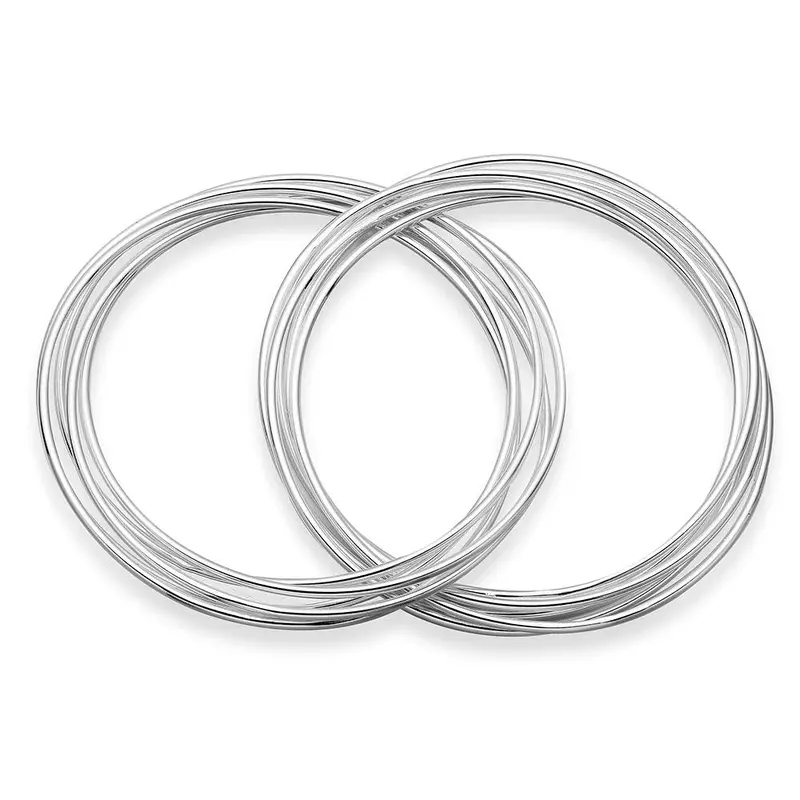 Vintage Love Silver Bangles Two Circles Women Pulseras Personalized Hbb 3 2