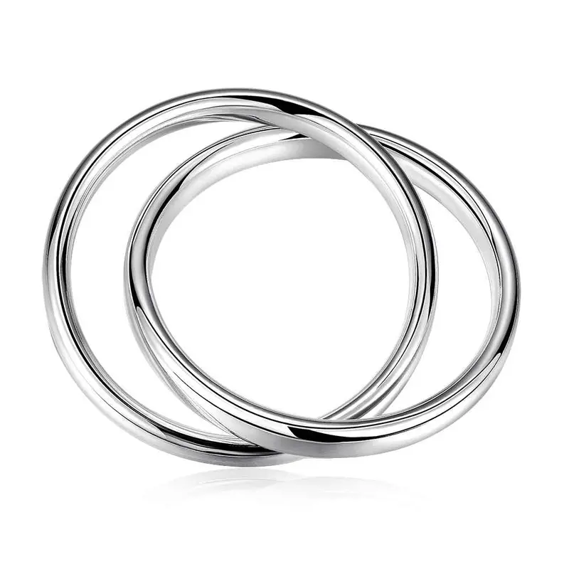 Vintage Love Silver Bangles Two Circles Women Pulseras Personalized Hbb 3 3