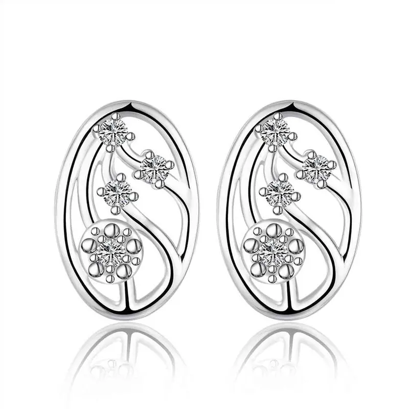 Vintage Love Silver Earing Snow Net Stud Brinco 194 1