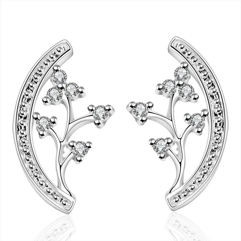Vintage Love Silver Earrings Flower Stud Brincos Bijoux 191 1