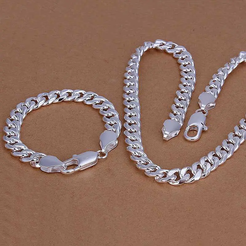 Vintage Love Silver Jewelry Set 1 M Flat Snake Chain Necklace&Bracelet African Jewelry Set Floating Charms 32 1