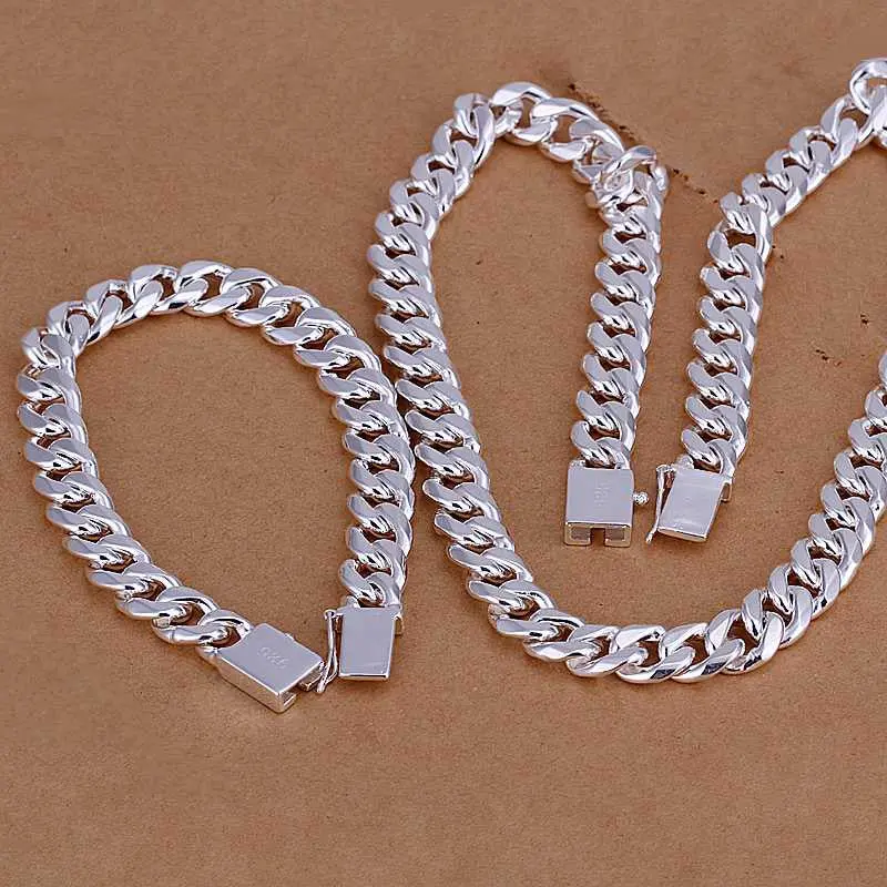 Vintage Love Silver Jewelry Set 1 M Flat Snake Chain Necklace&Bracelet African Jewelry Set Floating Charms 32 2