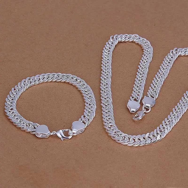 Vintage Love Silver Jewelry Set 1 M Flat Snake Chain Necklace&Bracelet African Jewelry Set Floating Charms 32 3