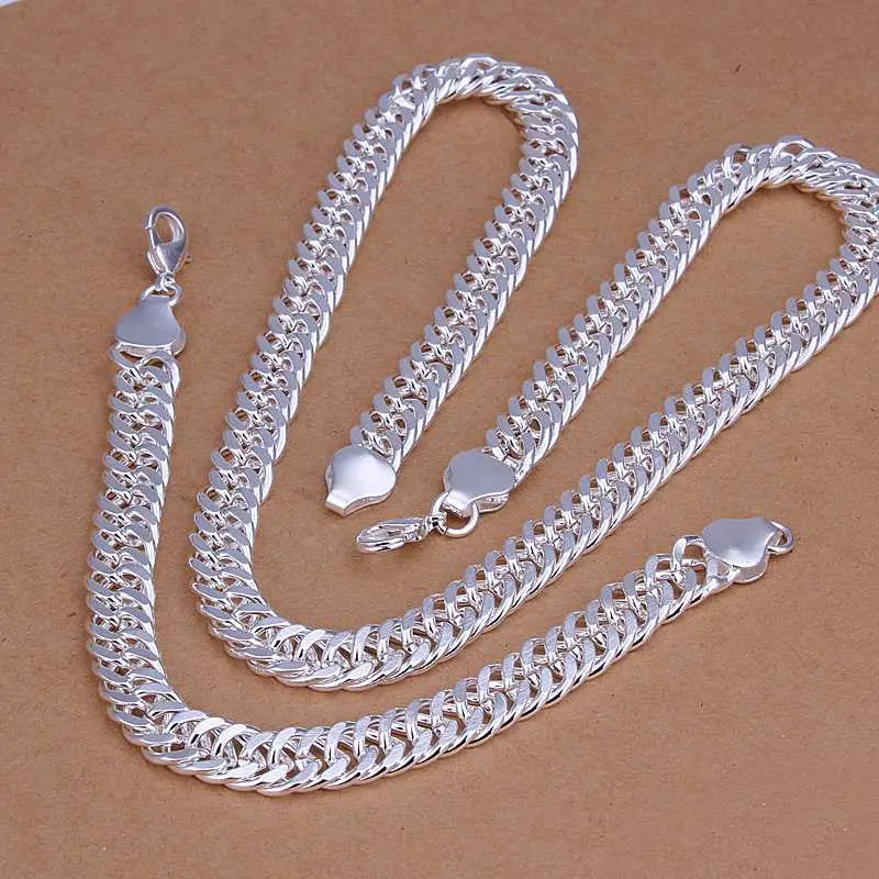 Vintage Love Silver Jewelry Set 1 M Flat Snake Chain Necklace&Bracelet African Jewelry Set Floating Charms 32 4