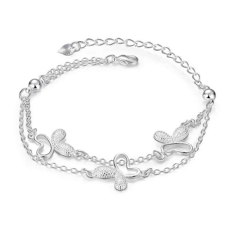 Vintage Love Silver Plated Bracelet Men Butterfly Anchor Fine Jewelry Hbh 38 1