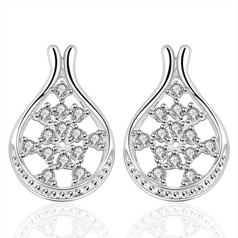 Vintage Love Silver Plated Earrings Flower Drop Brincos De Festa Hand Madeball 388 1