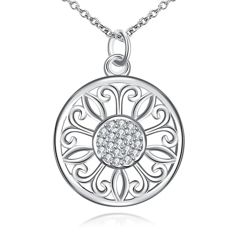 Vintage Love Silver Plated Necklace Men Centre Flowers Maxi Necklace Men Jewelry126 3